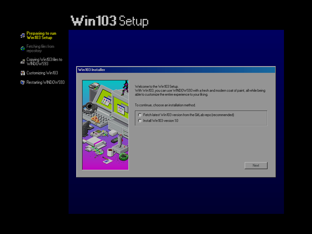 Absolutely not inspired by the Win98 installer.